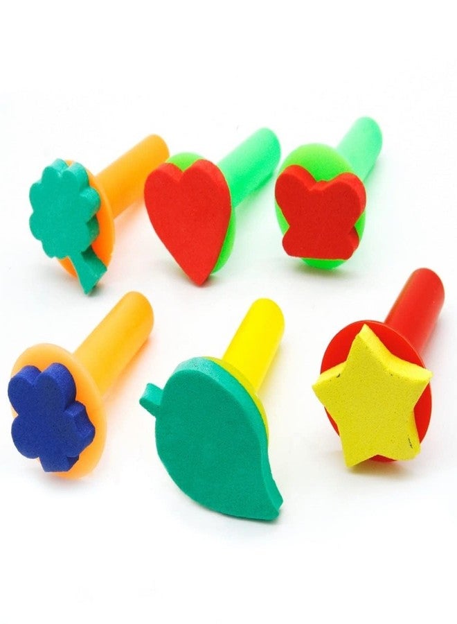 Brille Bee فرش طلاء إسفنجية من بريل بي، أشكال زهور، أدوات رسم فنية، طوابع جرافيتي يمكنك صنعها بنفسك لتعليم الأطفال في المراحل المبكرة (6 قطع بمقابض طوابع) - Image 4